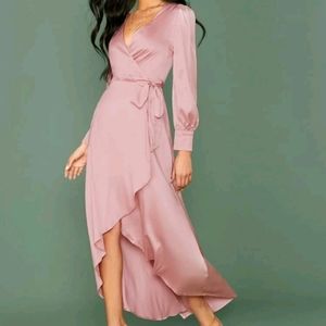 Nwot dusty pink wrap asymmetrical dress sz m